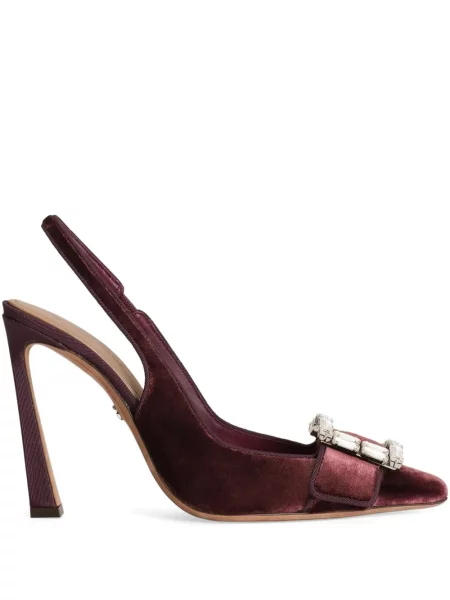 Pantofi cu toc Dolce & Gabbana cu cataramă slingback de cristal roșu