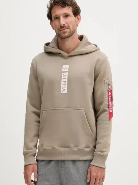 Dukserica Alpha Industries s kapuljačom s tiskom zelena