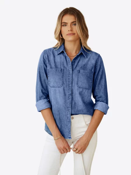 Imily Bela Bluză denim albastru