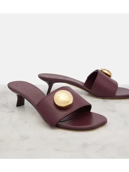 Papuci tip mules Loewe din piele bordo