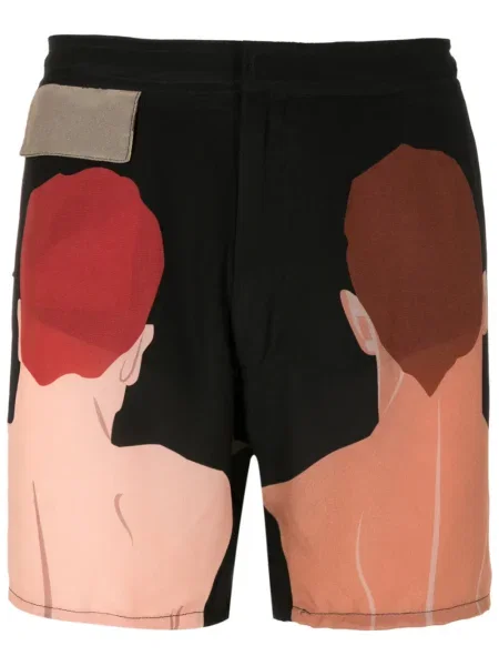 Pantaloni scurți Amir Slama de mătase cu imagine negru