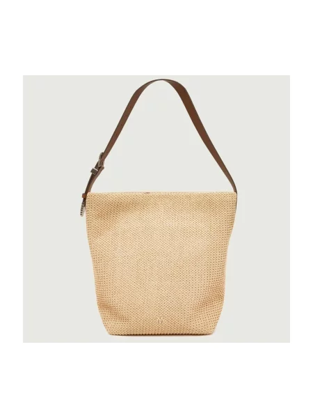 Pinko Geantă shopper BUCKET BIG TRITTICO cu adaos de piele bej