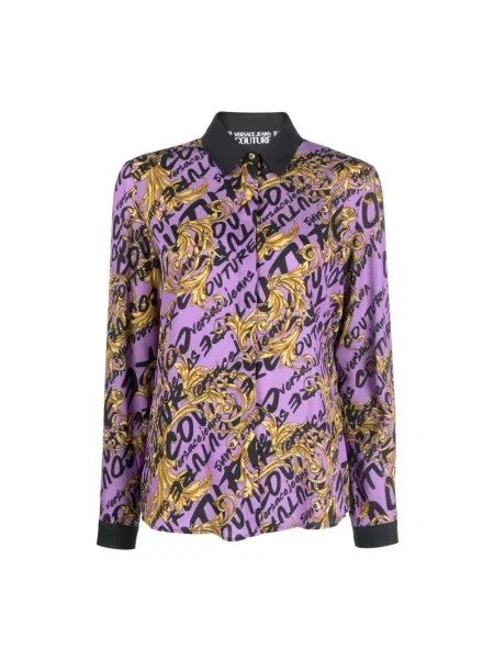 Wielobarwność koszula Versace Jeans Couture casual fioletowa