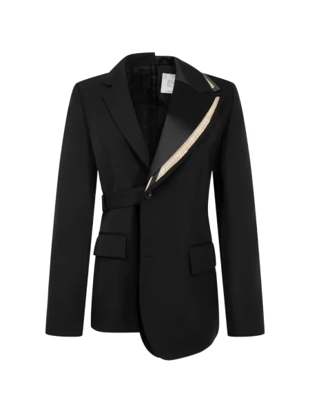 Cu centură sacou Sacai asimetric negru