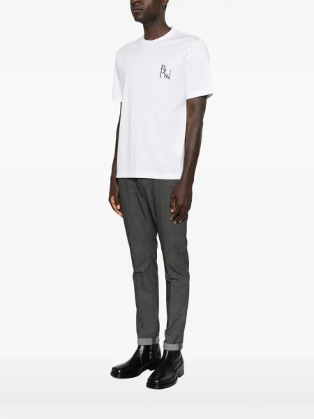 Tricou Brioni cu broderie alb