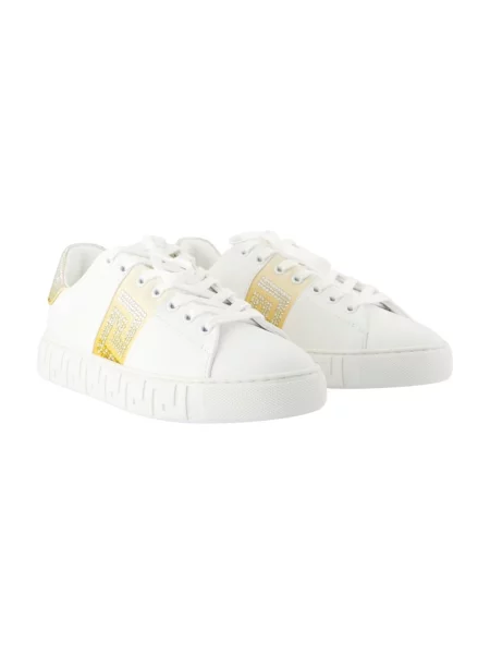 Jedwabne sneakersy Versace białe