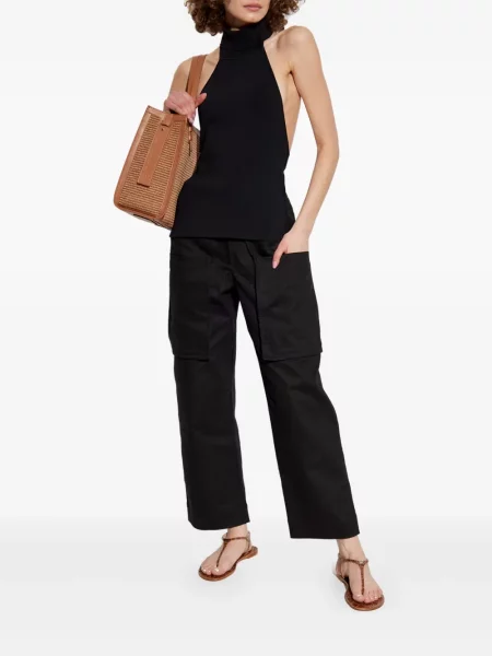 Top Cult Gaia cu gât halter negru