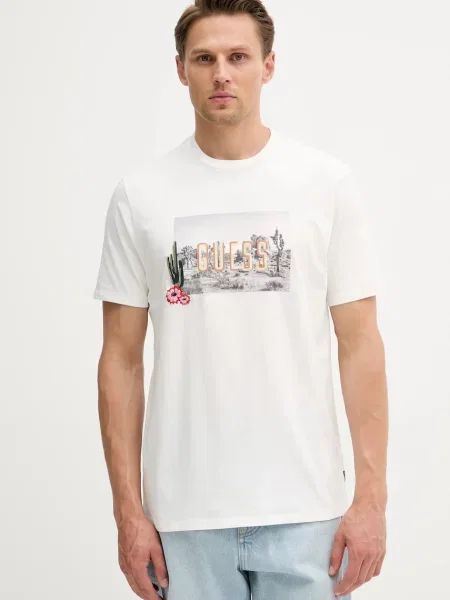 Тениска Guess с принт бяло