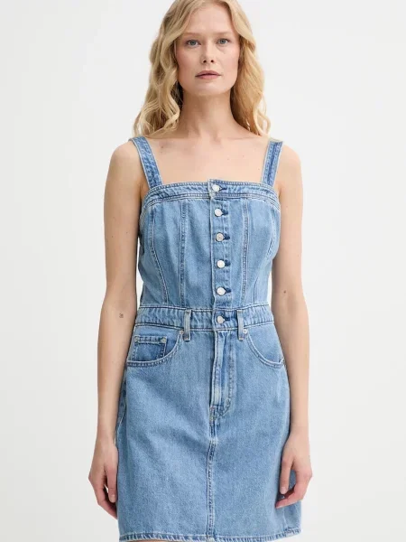 Levi's sukienka ICONIC BUTTON THRU DRESS mini dopasowana niebieski