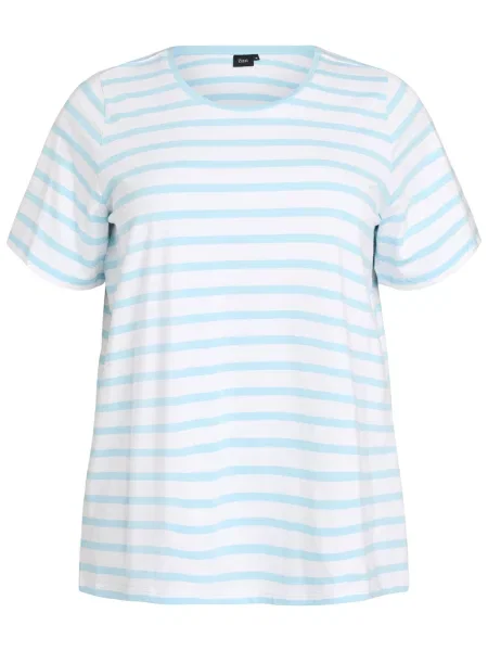 Zizzi Tricou Vivi albastru deschis alb