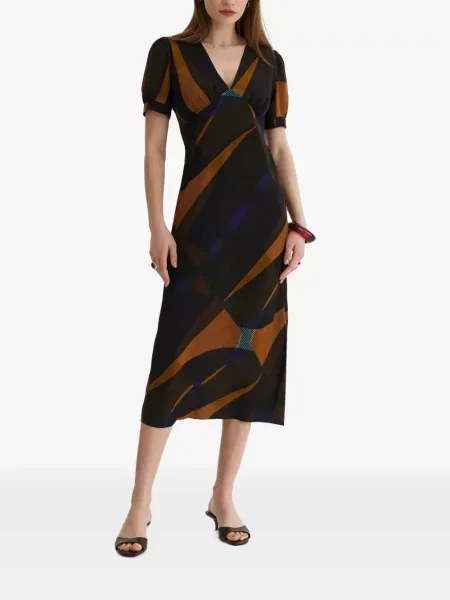 Rochie midi Framboise cu imagine cu imprimeu abstract negru