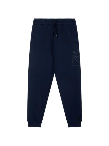 Pantaloni Ea7 Emporio Armani cu imagine alergare cu cordon albastru