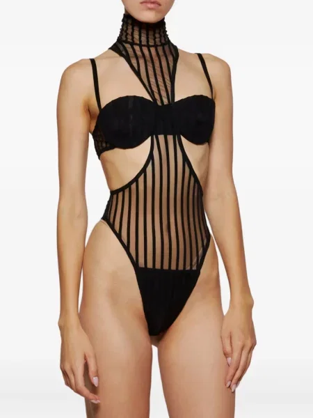 Prugasti bodi Laquan Smith crna