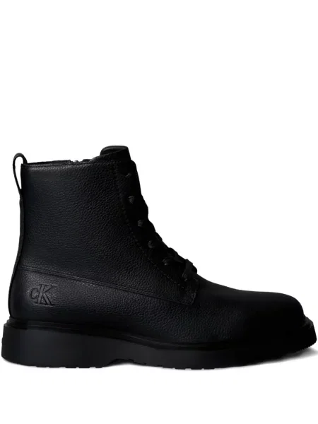 Botine Calvin Klein din piele cu autograf negru
