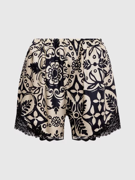Шорти із шовку в принт Maurizio бежеві