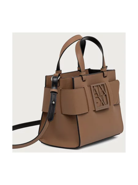 Shopperka Armani Exchange skórzana brązowa