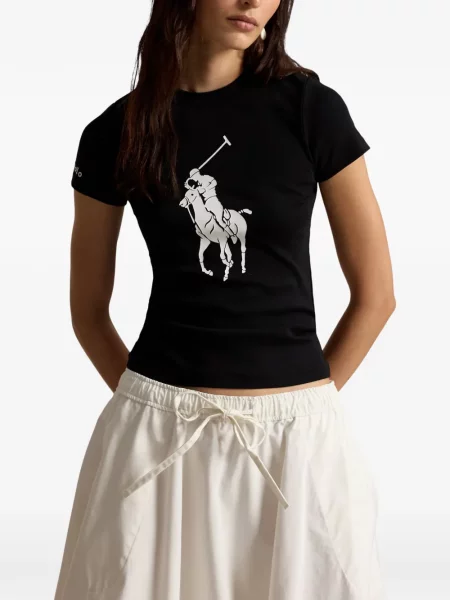 Frotir prugasta polo majica Polo Ralph Lauren s vezom plava