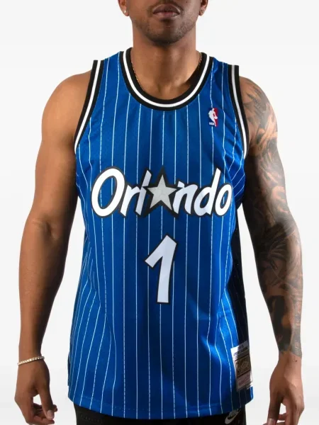 Cămașă Mitchell & Ness cu dungi din jerseu albastru