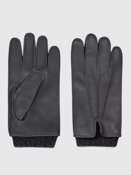 Шкіряні рукавички Agnona сірі
