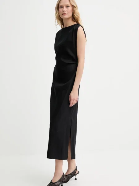 Льняна сукня Marc O'Polo midi розкльошена чорний