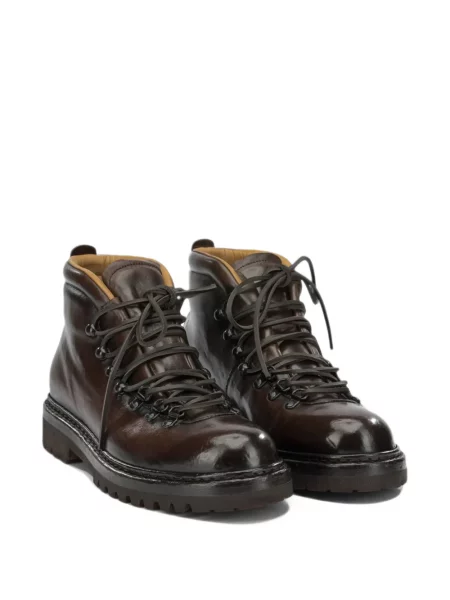 Botine Officine Creative cu șireturi din piele maro