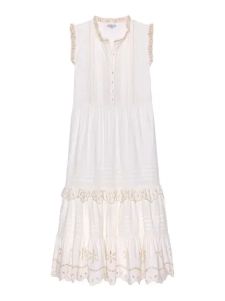 Rochie midi Rails cu broderie alb
