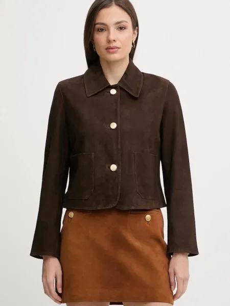 Pedro del Hierro geacă din piele întoarsă maro