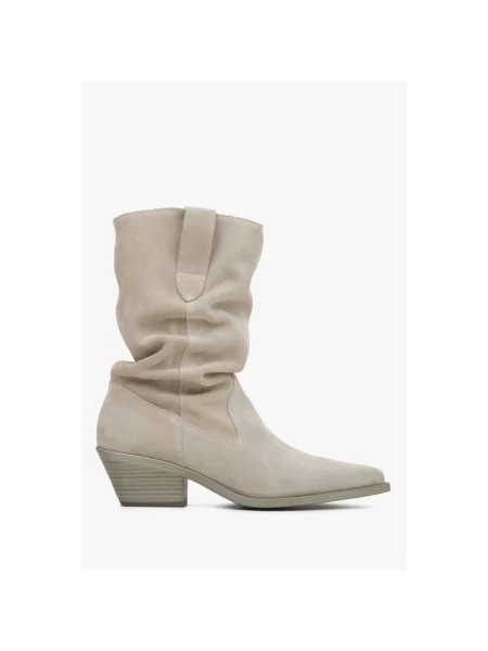 Велюровые ботфорты Estro бежевые