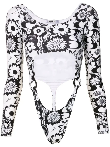 Top Amir Slama cu model floral cu imagine negru
