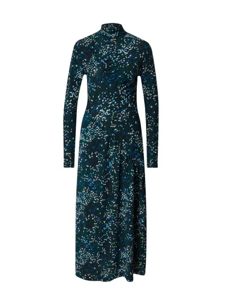 Warehouse Šaty smaragdová čierna / svetlomodrá biela