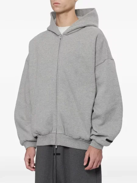 Суичър с качулка Fear Of God Essentials с автограф сиво