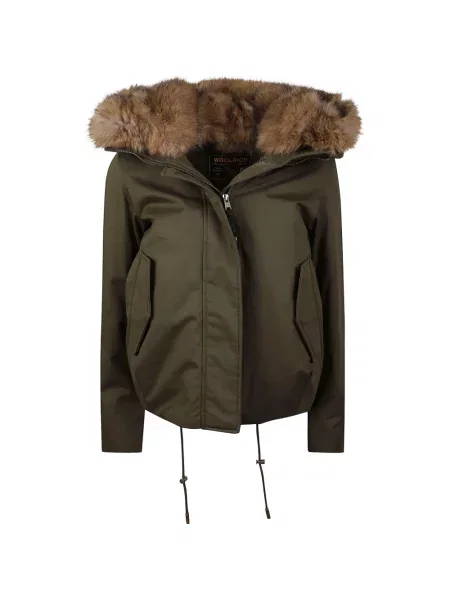 Geacă Woolrich cu glugă cu blană verde