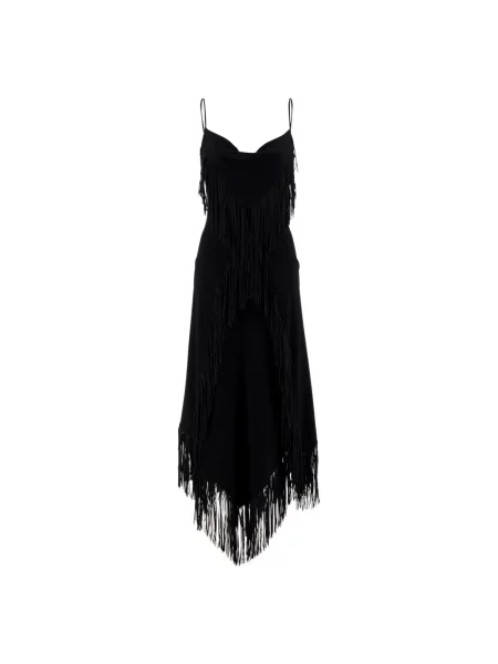 Długa sukienka maxi Paco Rabanne z frędzli czarna