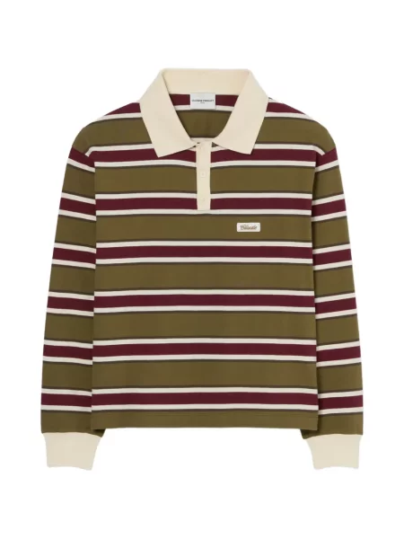 Lung tricou polo Claudie Pierlot cu dungi verde