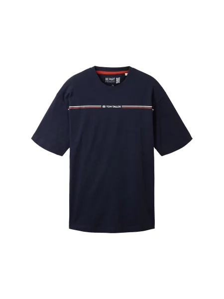 TOM TAILOR Tricou bleumarin / roșu alb