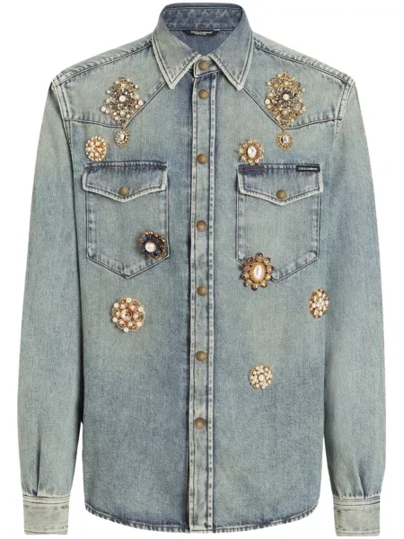 Košulja Dolce & Gabbana s kristalima plava