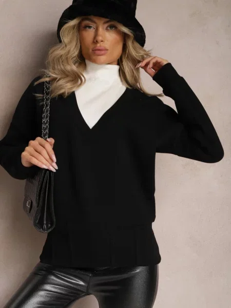 Bluza z Trójkątnym Dekoltem Hydralia czarna