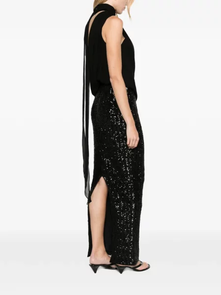 Fusta maxi Balmain cu paiete negru