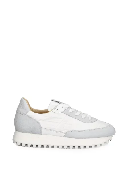 Sneakerși Novesta din piele de căprioară alb