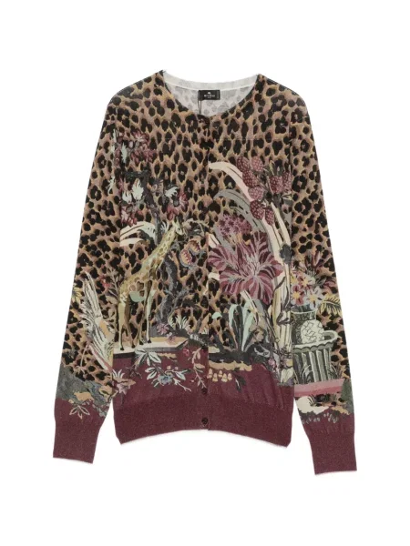 Cardigan Etro cu model floral cu imagine maro