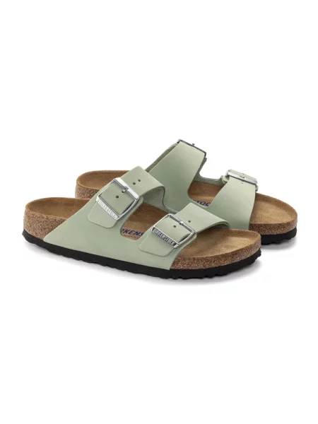 Klapki Birkenstock skórzane zielone