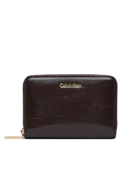 Portofel Calvin Klein Foil Glossy Square Zip Around maro