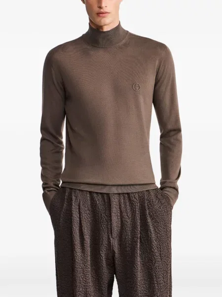 Pulover Giorgio Armani cu broderie maro
