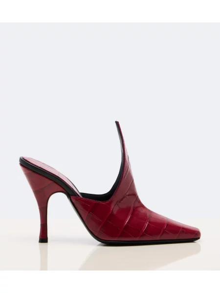 Papuci tip mules Alaïa din piele roșu
