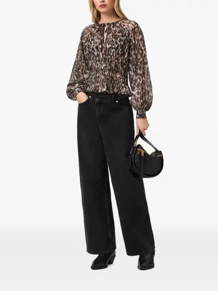 Bluză Allsaints cu imagine cu model leopard maro