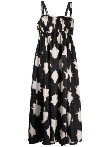 Rochie midi Ulla Johnson de mătase cu imagine cu imprimeu abstract negru