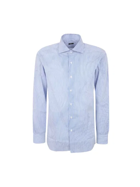 Szeroka koszula Barba Napoli w paski niebieska
