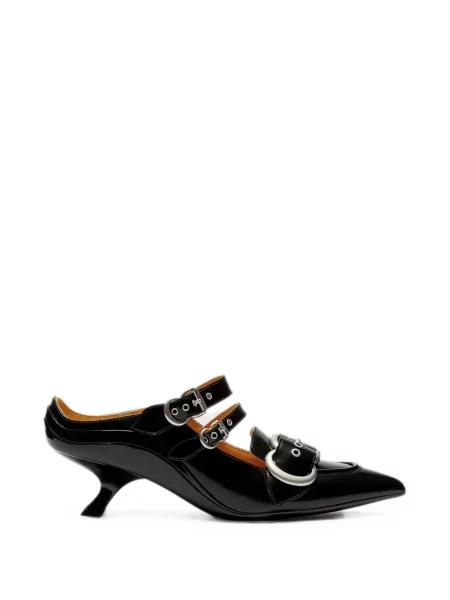 Papuci tip mules Lili Curia cu cataramă negru