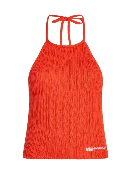Top din denim Karl Lagerfeld Jeans roșu