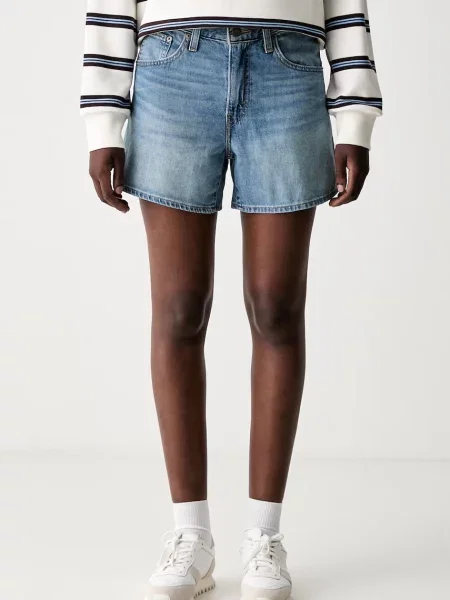 Levi's šortky dámske rifľové CINCH MID-THIGH modrá